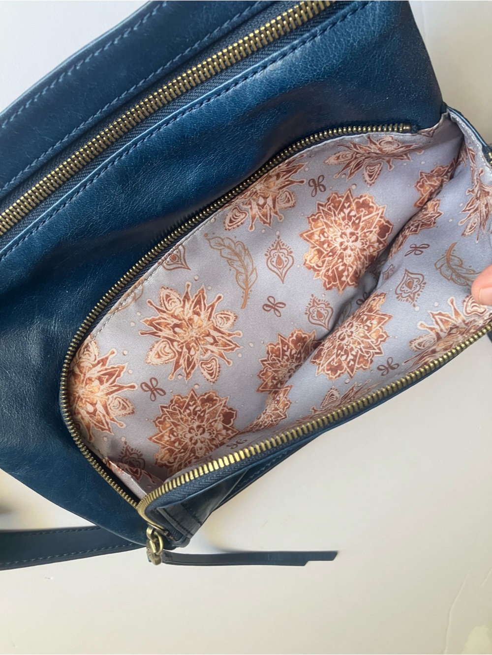 HOBO Cassie Crossbody - Deep Blue Leather with Gold Hardware - Picture 10 of 15
